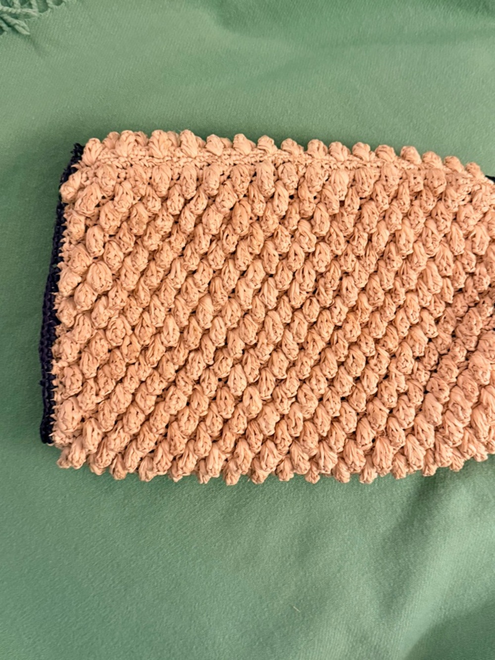 Mar Y Sol Straw Crocheted Clutch Bag in Beige with dark navy Trim NWOT - Picture 6 of 6